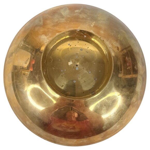 Vintage Enamel Cloisonne Christmas Tree Bowl 9" Holly Handcrafted Brass Pedestal - Picture 5 of 6